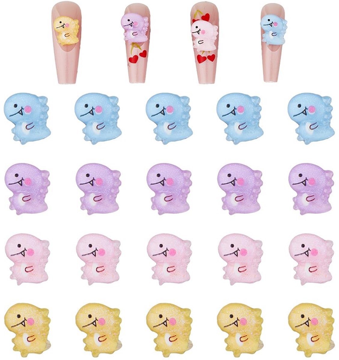 Dailygoods - 80 Stuks Glitter Dinosaurus Nail Charms voor Nail Art Decoratie