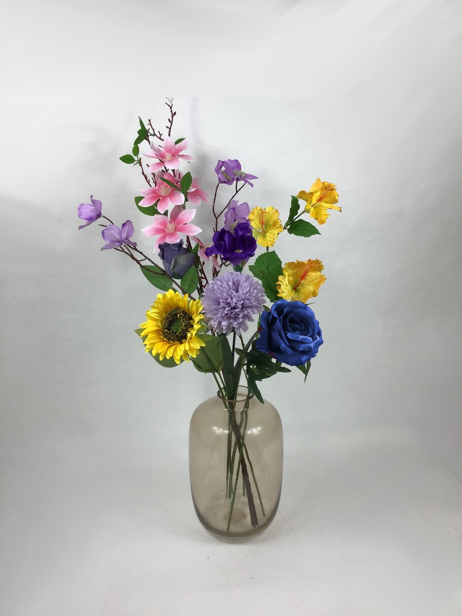 The Bloomistic Company The Bloomistic® – Zijden Boeket – 70-80 cm hoog – Kunstbloemen – moederdag cadeautje – moederdag – housewarming cadeau – decoratie – decoratie woonkamer Lavender Sunshine