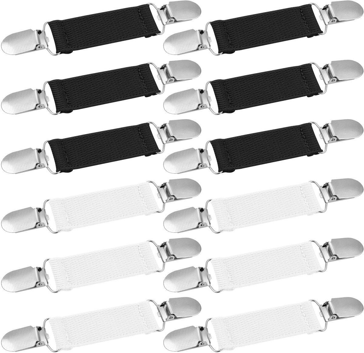 carmdering - Roestvrijstalen Kledingclips - Verstelbare Mode Spelden - Kledingaccessoire Set - Creëert Slanker Silhouet - Houdt Stof Stevig - Roestvrij Staal Met Elastiek - Duurzaam En Glanzend - Ideaal Voor Truien En Sjaals - 12 Stuks