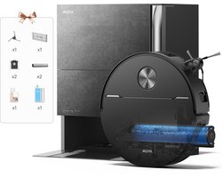 Mova Z70 Ultra Roller Robotstofzuiger Stone Zwart - Dweilfunctie - Automatisch legen & bijvullen - 36.000 Pa zuigkracht - Zelfreinigend 100 °C - Randreiniging - Huisdierenhaar - Grote watertank - Snelladen - 3 jaar garantie