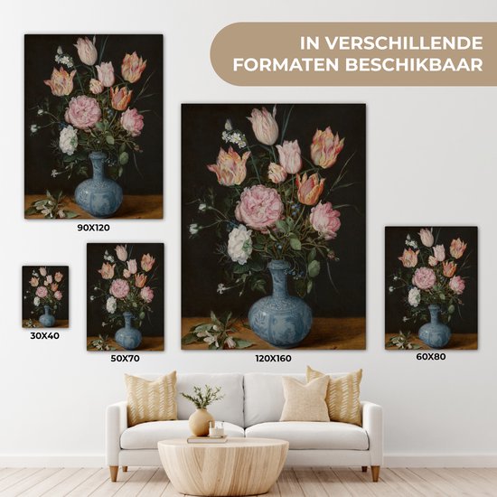 Vase Wan-Li avec fleurs - Peinture de Jan Brueghel l'Ancien Toile 30x40 cm - petit - Tirage photo sur toile (Décoration murale salon / chambre)