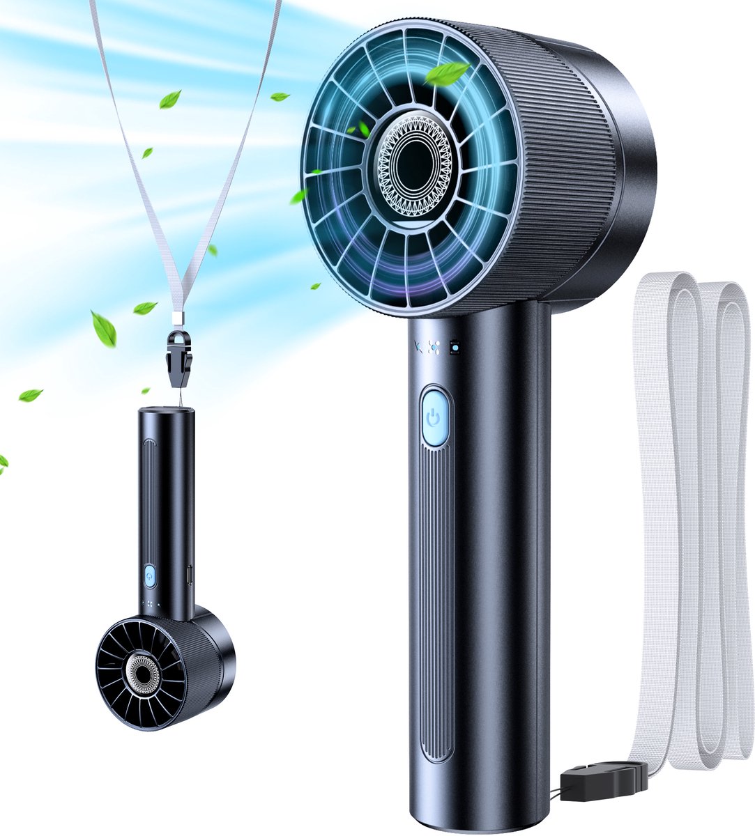 Svintora Handventilator - Draagbare Mini Ventilator -Oplaadbaar Gezichtsventilator - 4 Standen - Zwart