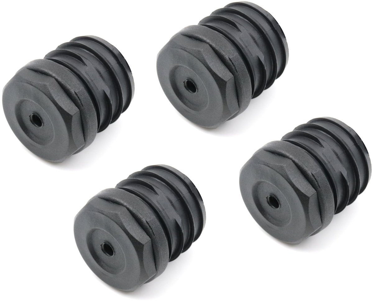 Dailygoods - Dailygoody - Afstelstoppen - Schroefdraadstop voor ronde buizen - Zwart - 4 stuks - Ideaal voor wanddikte 1-1,5 mm - Geschikt voor 30 mm buizen