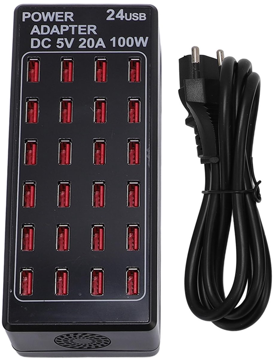 Dailygoods - 100W USB Oplaadstation met 24 Poorten voor Thuis en Kantoor