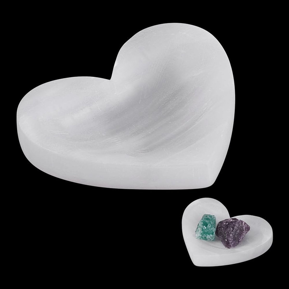 Dailygoods - Natuurlijke Seleniet Crystal Kom Hartvorm voor Sieraden Opslag