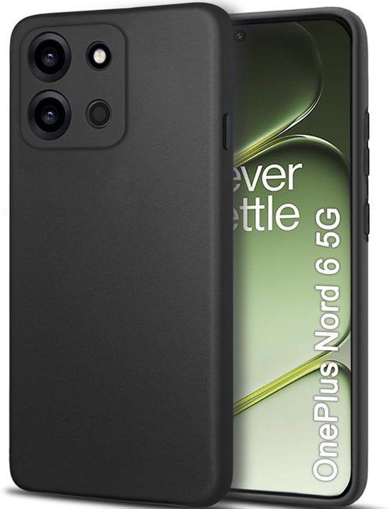 Coque arrière noire en silicone pour OnePlus Nord 6 5G avec module caméra carré.