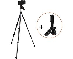 MOJOGEAR Creator GO Video — Lichtgewicht reisstatief met Video Head — Telefoonstatief voor smartphone en camera — Ingebouwde bluetooth remote, telefoonklem en statiefplaat — Tot 153 cm hoog — Zwart