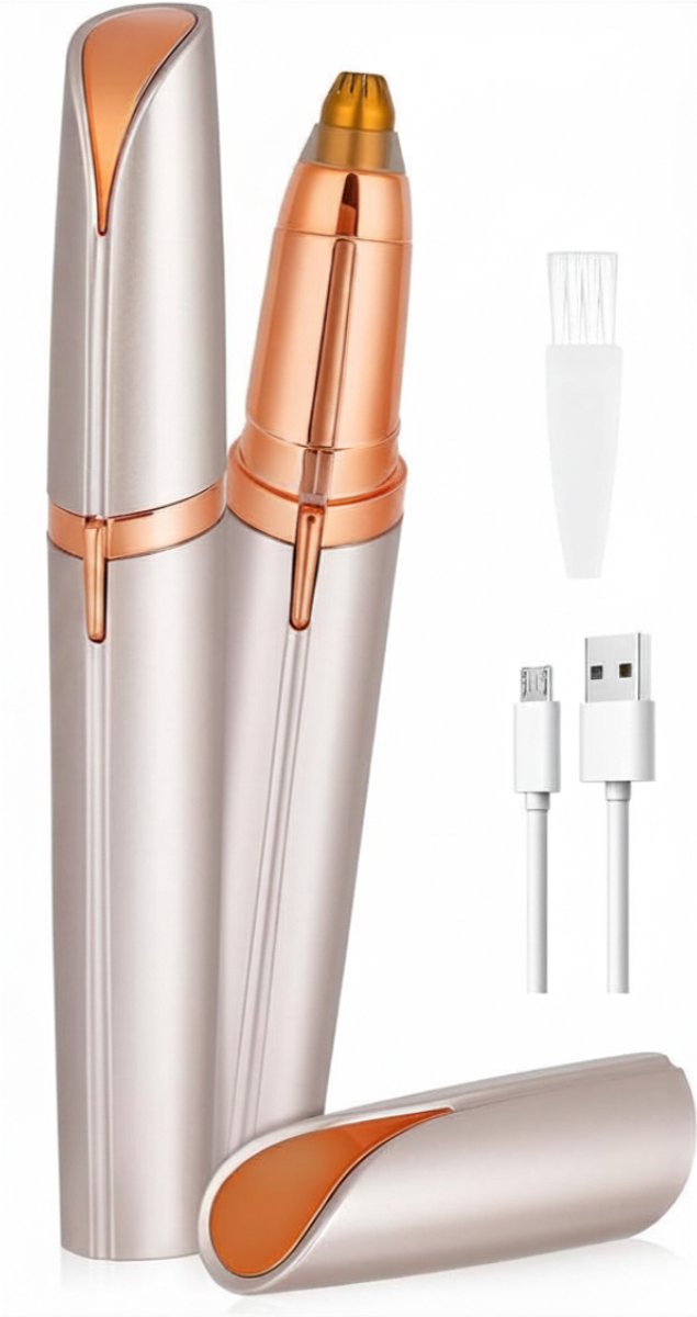SNJY® Epilator - Gezichtsepilator Vrouw - Epilator Gezicht - 2-in-1 Wenkbrauwtrimmer en Gezichtshaarverwijderaar - Champagne Goud