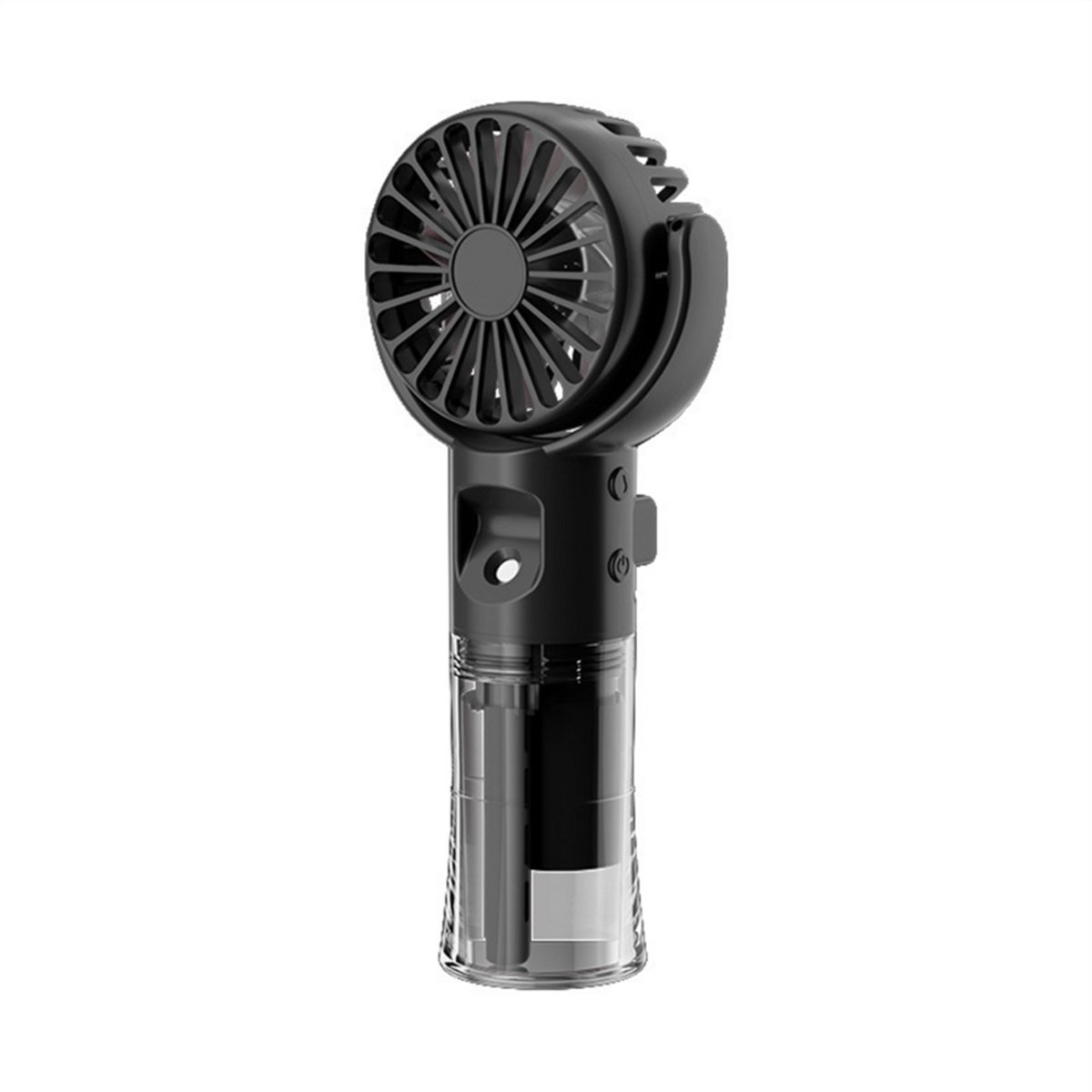 Handventilator met vernevelingsfunctie, opvouwbare mini-ventilator met nekband, zwart