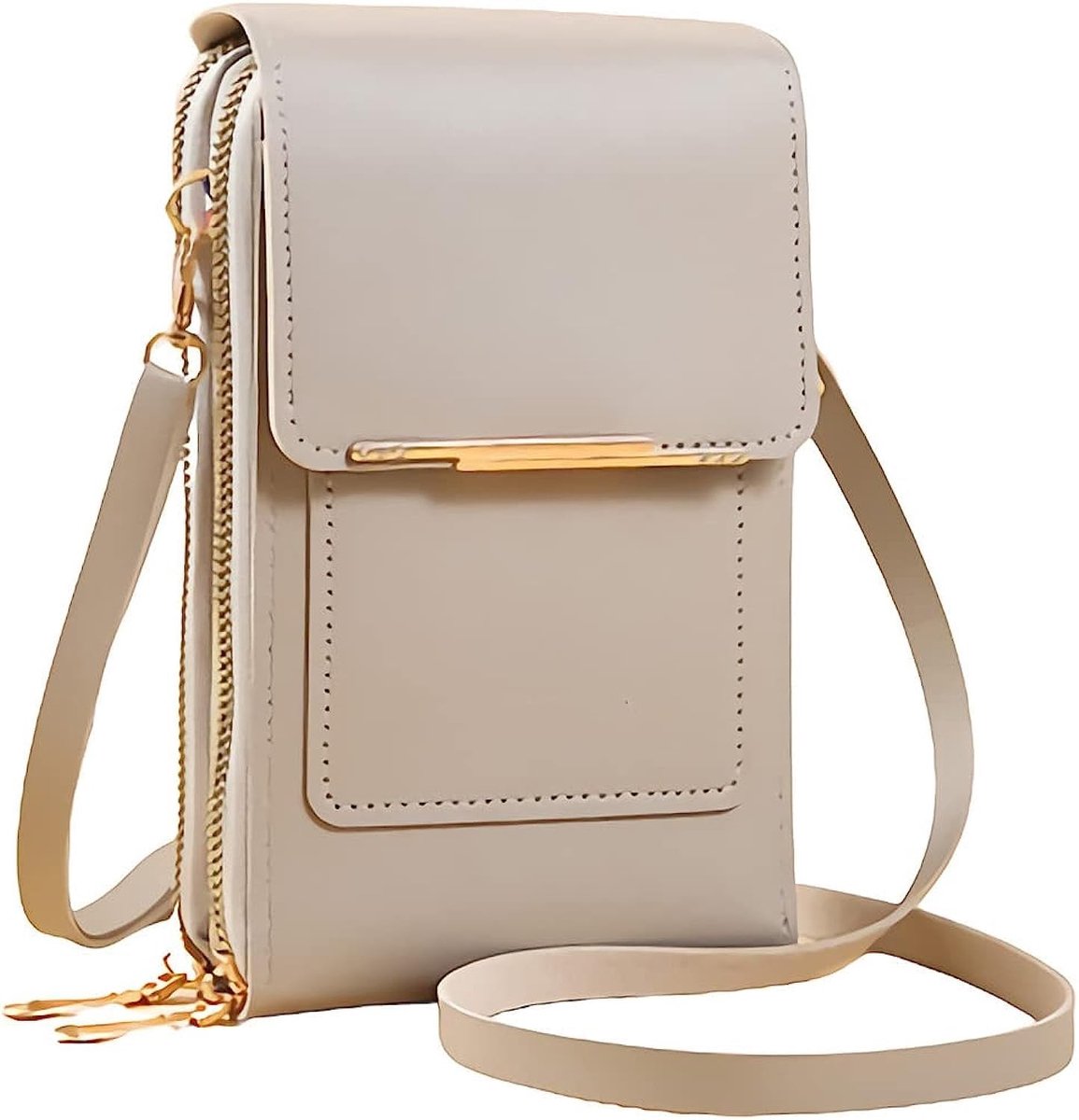 Dailygoody - Anti-diefstal lederen tas - Crossbody mobiel - Veilig en stijlvol - Grijs - Mobiele telefoon portemonnee - Handig voor onderweg - Compact...
