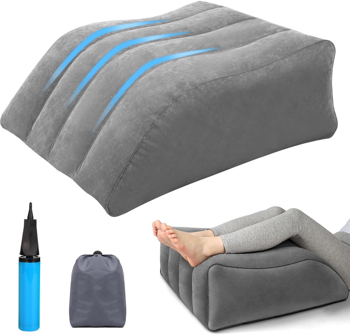 Dailygoods - Dailygoody - Aderkussen Beenverhogingskussen - Opblaasbaar Wigkussen voor Benen - Verbeterde Doorbloeding - Geel - Vermindering van Zwellingen - Gesch