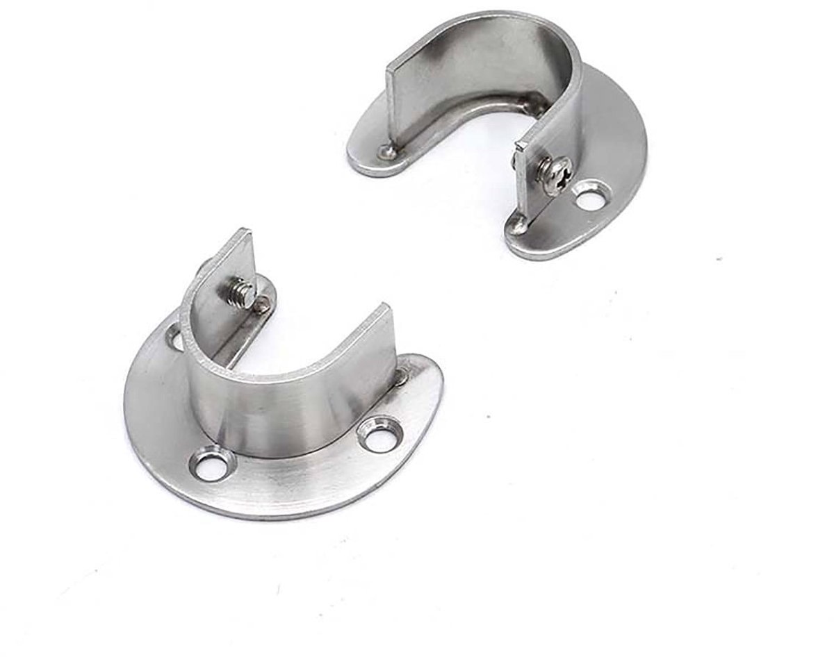 Dailygoods - Dailygoody - Flens Rod Houder - Closet Rod End Supports - Zilver - Hanger voor Garderobe Pijp - Perfect voor Kasten en Badkamers