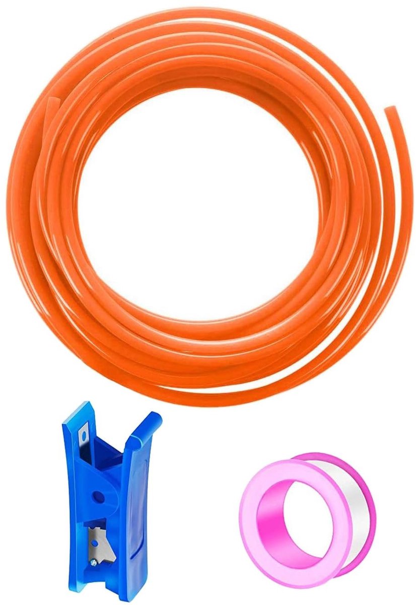 Dailygoods - Dailygoody - Pneumatische slang - Luchtslang - Voor luchtcompressor - Oranje - PU-slang - 12 meter - Geschikt voor pneumatische apparaten
