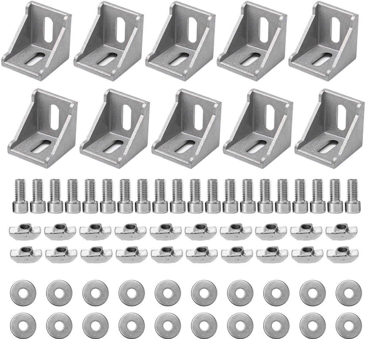 Dailygoods - Dailygoody - Aluminium hoekhouder - Hoekconnector - Corrosiebestendig - Zilver - Bevestigingsprofiel - Ideaal voor bouwprojecten - 10 stuks