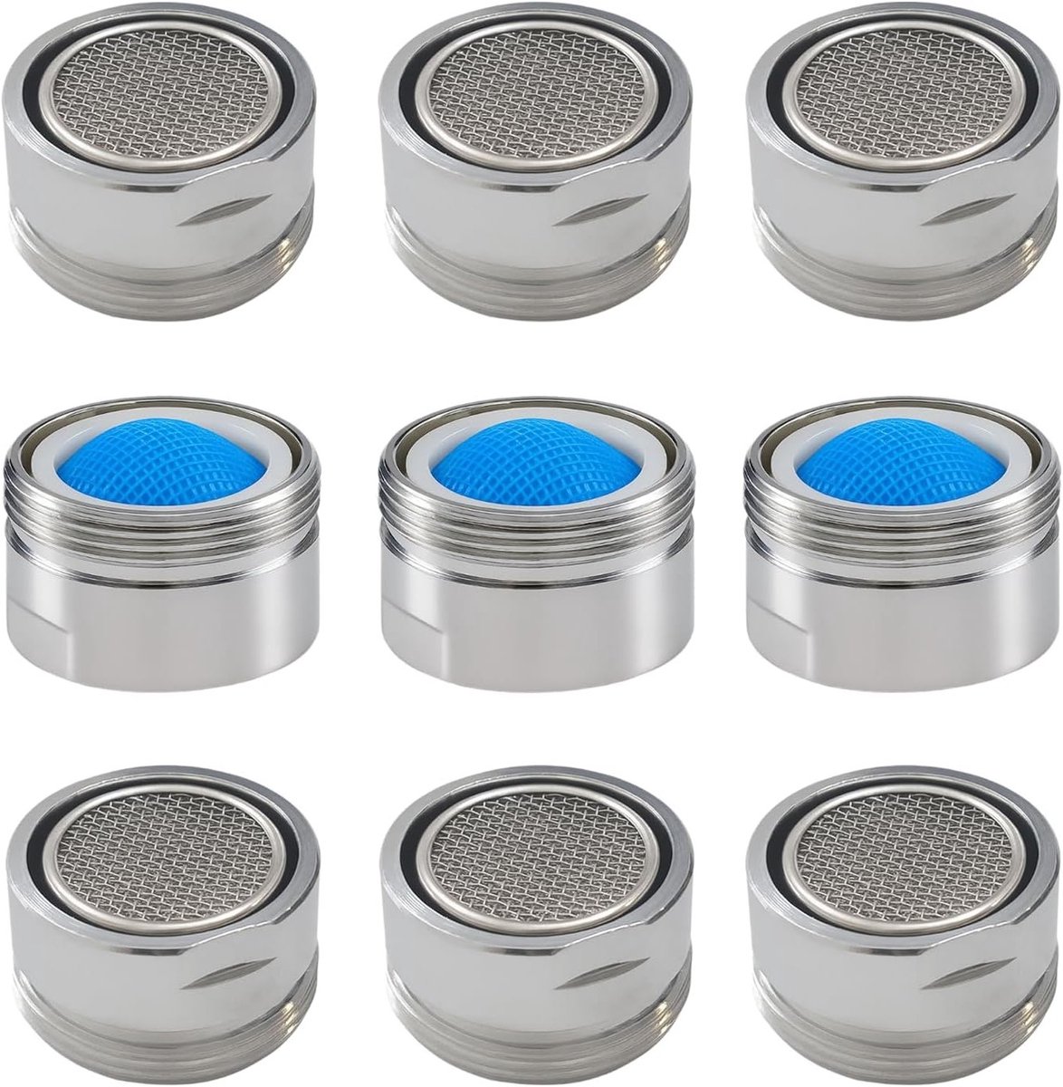 9 Pack Kraanaerator, Chroom Messing Filter voor Keuken en Badkamer, 15/16 Inch 24mm Draad, Vervanging voor Aerator met M24 Draad
