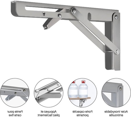 Vouwbare hoeksteun van 350 mm, wandmontage, roestvrijstalen opvouwbare plankhouder, maximaal 80 kg draagvermogen, ideaal voor ruimtebesparing en organisatie — afbeelding 3