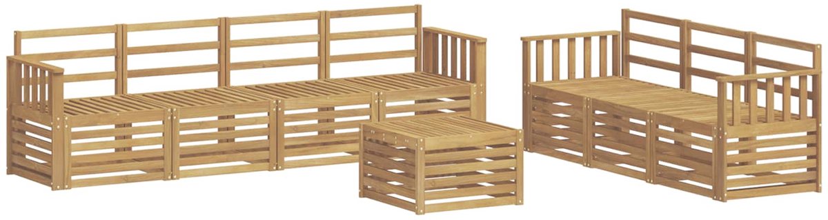 vidaXL - Sofa-Sets - 8 - st - Wit - Massief - Acacia - Hout
