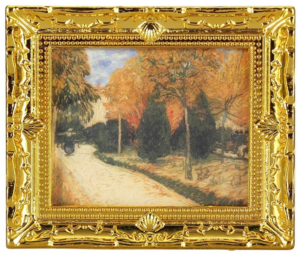 Dailygoods - Dailygoody - Poppenhuis Olieverfschilderij - Miniatuur Wanddecoratie - Gouden Frame - Decoratie Accessoires - Perfect voor Poppenhuizen - 1:12 Schaal
