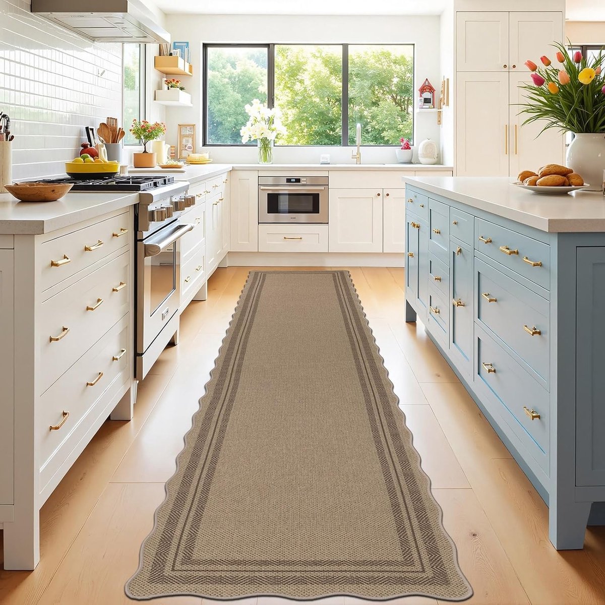 Lange Vloerloper voor Gang en Keuken, 60 x 300 cm, Jute Look, Modern, Antislip en Wasbaar voor Entree en Huiskamer