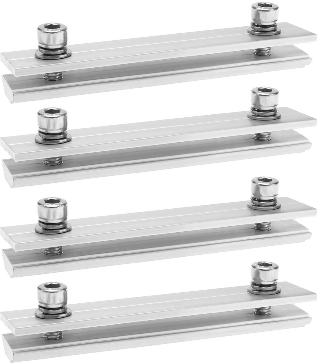 Dailygoods - Dailygoody - Zonnepaneel Connector - Aluminium Montagekit - 4 Stuks - Zonnepaneel Accessoires - 14x3cm - Geschikt voor Zonnemodules