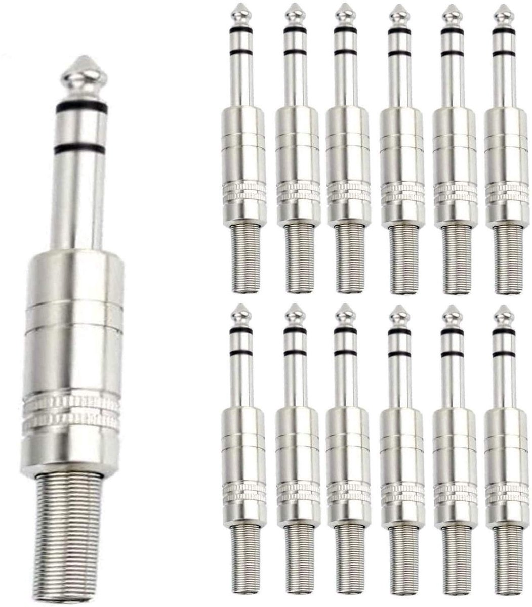 Dailygoods - Dailygoody - 12pcs 6.35mm TRS Solder Connector Jack - Audio Plug voor DJ Mixer en Speaker Cables