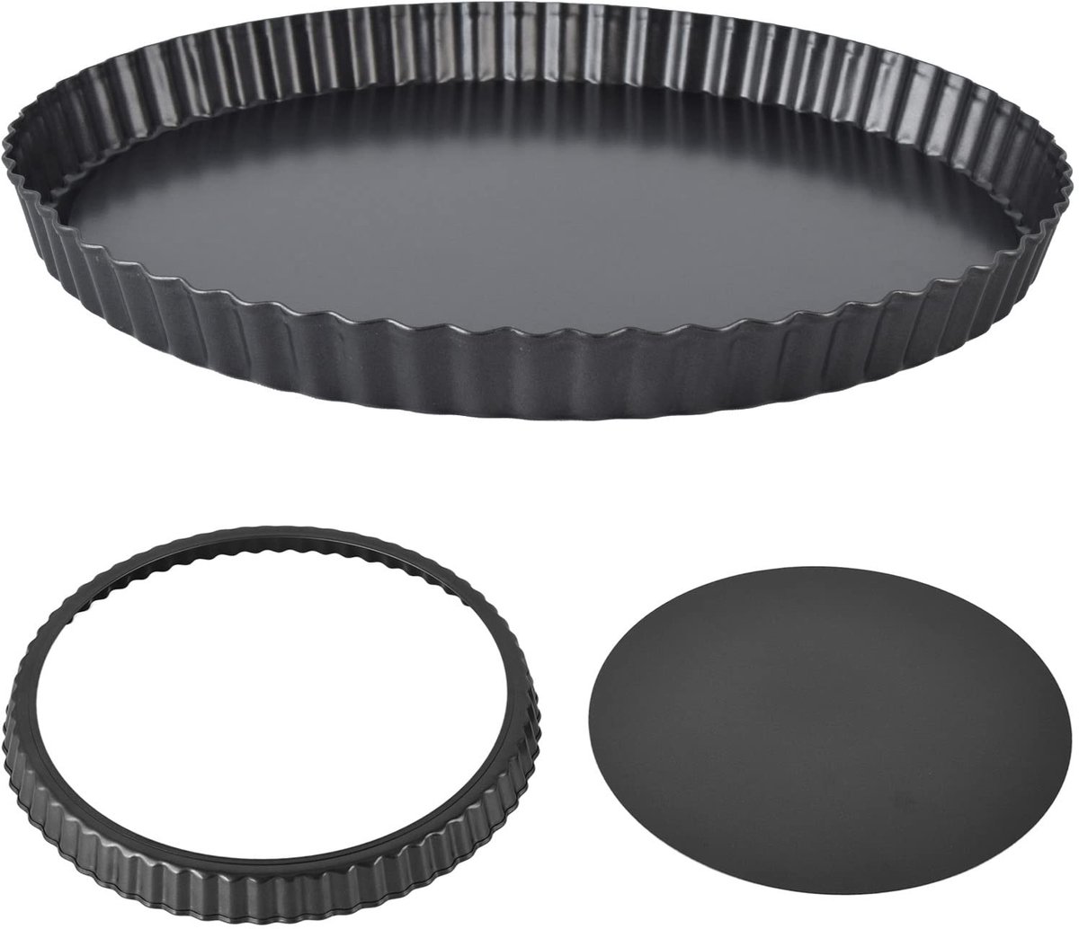Dailygoods - Dailygoody - Taartpan - Verwijderbare bodem - Diepe quichepan 32cm - Koolstofstaal - Vaatwasserbestendig - Geschikt voor bruiloften - Ideaal voor taar...