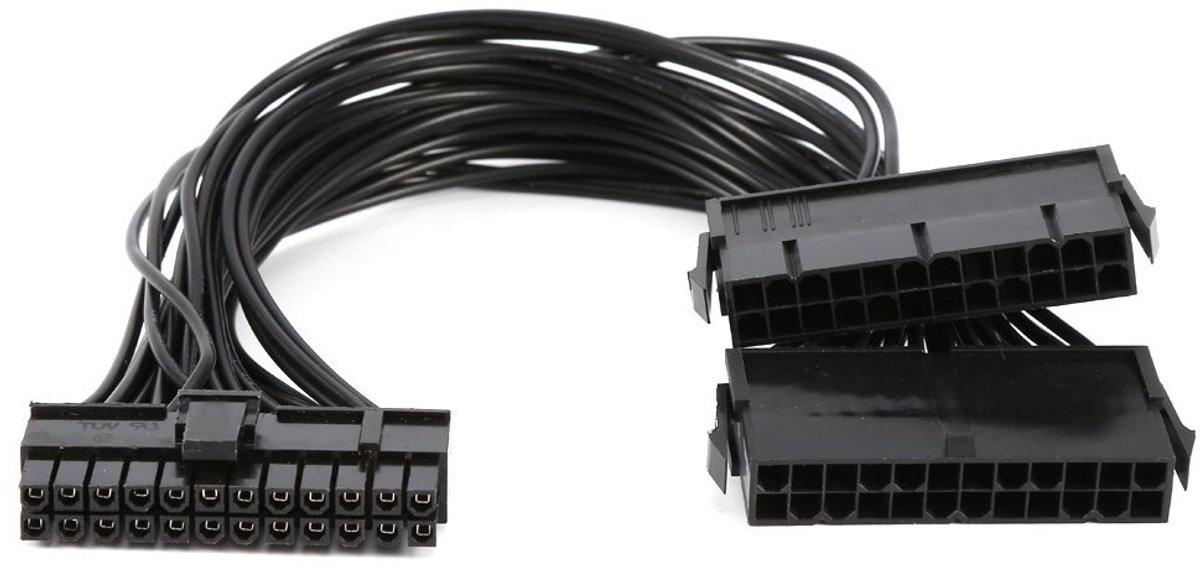 Dailygoods - Dailygoody - Dual PSU-voeding - 24-pins Splitter - Ideaal voor Gaming - 30cm - Voedingseenheid - Perfect voor Mijnbouw - Betrouwbare verbinding