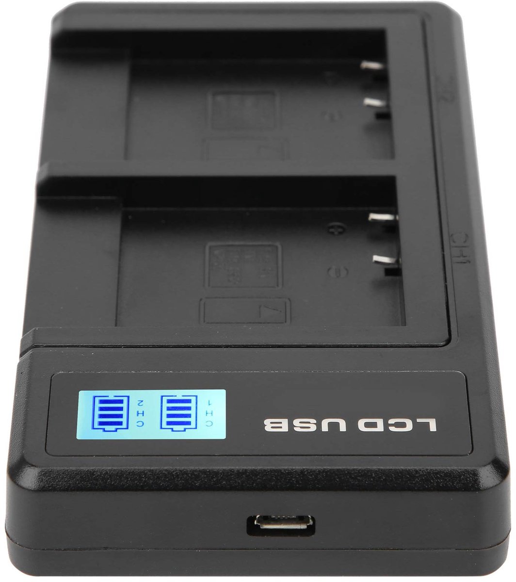 Dailygoods - Dailygoody - Draagbare Camera-batterijlader - Dubbele Oplader - LCD-scherm - Zwart - NP-BN1 Oplader - Geschikt voor Digitale Camera's - Compact en Lic..