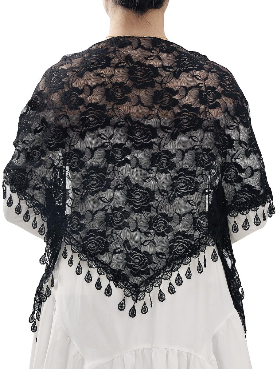 Dailygoods - Elegante Kanten Sjaal voor Dames met Bloemenmotief