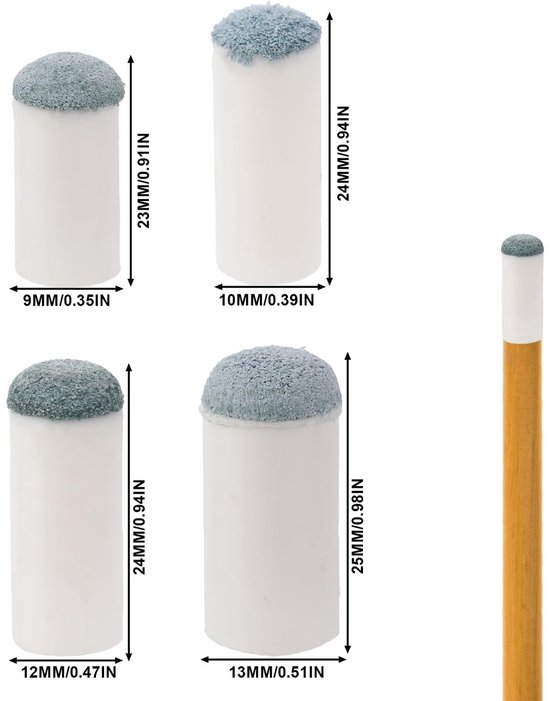 Dailygoods - Cosensi - Dailygoody - Slip-On Pool Cue Dots - Billiard Stick Sleeves - 60 Stuks - Wit - Snooker en Pole Cue Accessoires - Voor Tafelonderhoud - 9/10/12/13 van Dailygoods — afbeelding 5