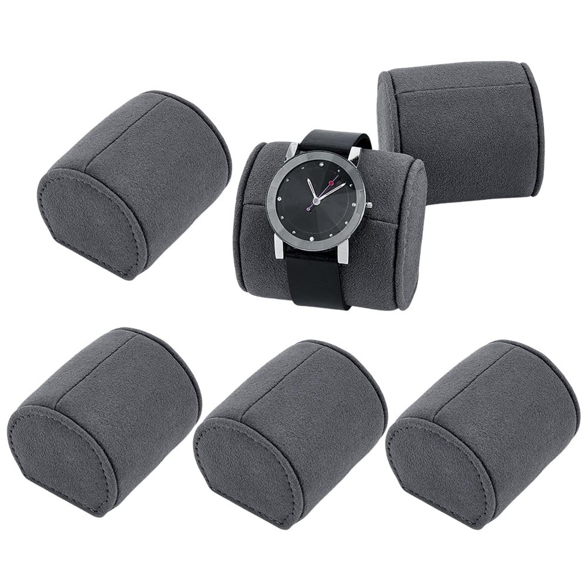 Dailygoods - Set van 6 Horlogekussens voor Sieraden Display Grijs