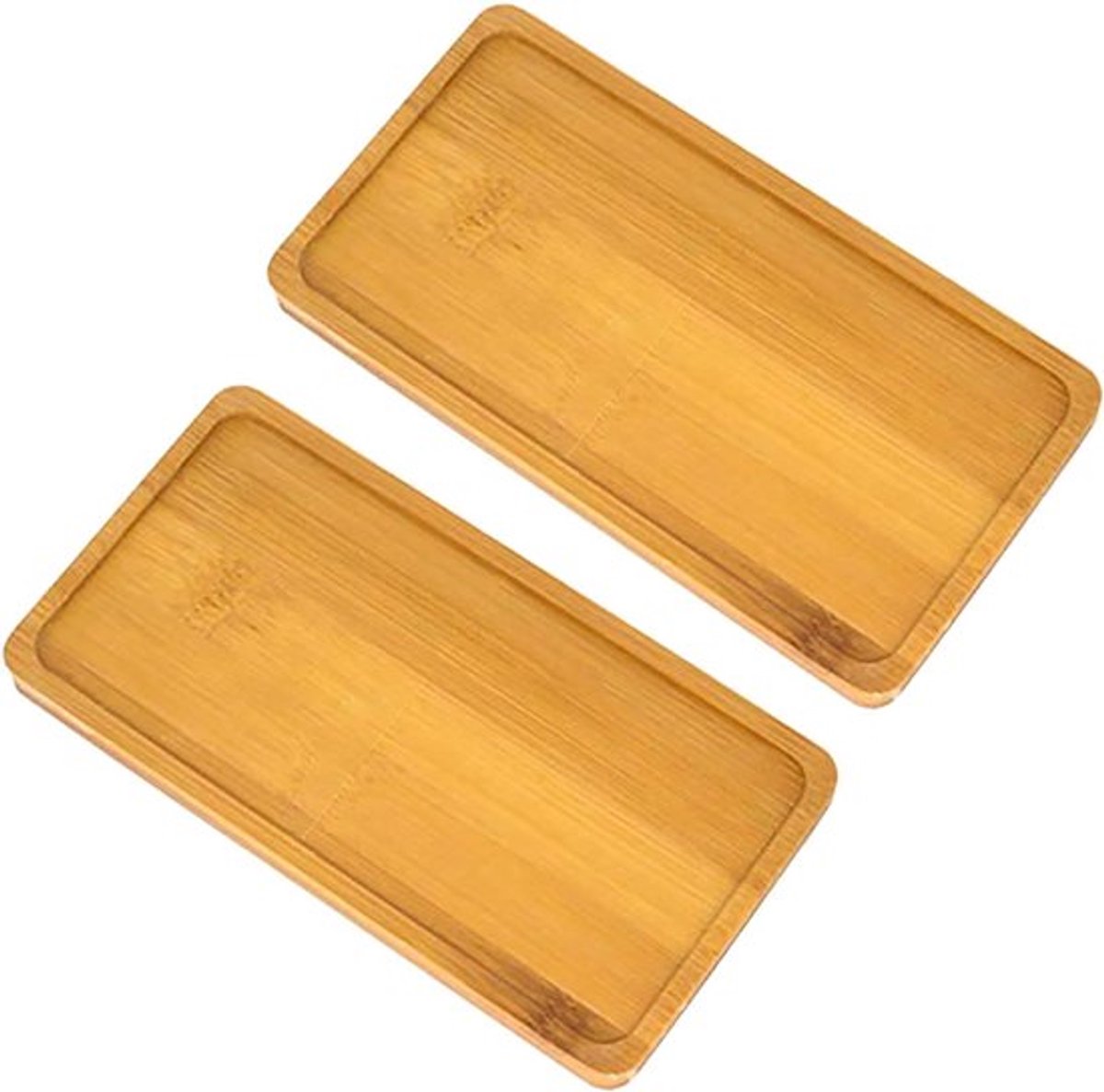 Houten dienbladen rechthoekig - Bamboe - 2 stuks - Klein