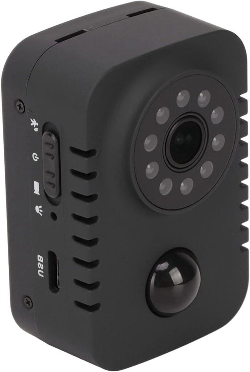 Ultra-compacte mini-camera - 1080p HD-handcamera - Brede kijkhoek - infrarood PIR-camera met achterklem - 1200 mAh-batterij - Automatische nachtzicht