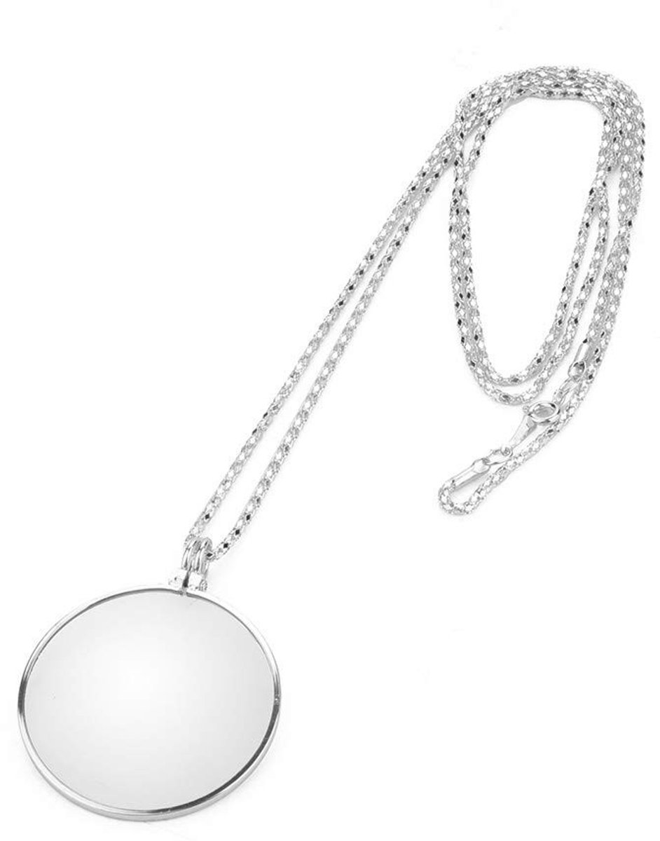 Dailygoods - Dailygoody - Vergrootglas Ketting - 5X Loep - Draagbaar en Handig - Silver - Sieraden Inspectie - Perfect voor Lezen en Verzamelingen - Geschikt voor