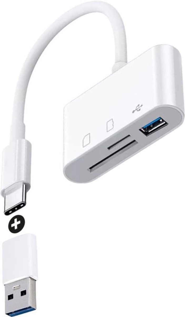 SD Kaartlezer - All In One USB 3.0 en USB C Geheugenkaartlezer - SD/TF/USB 3.0 Cardreader - Inclusief Converter