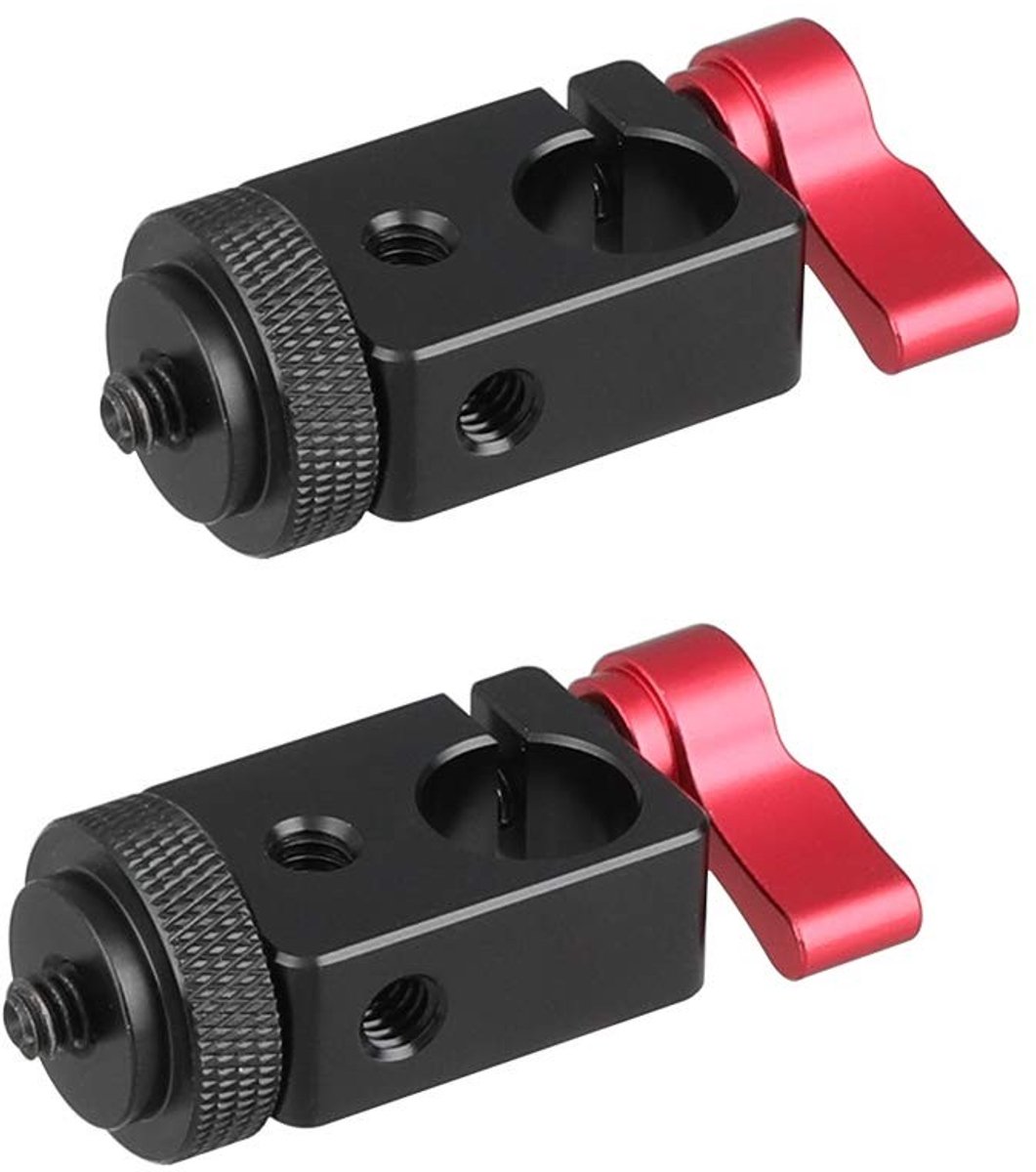 Dailygoods - Dailygoody - 15mm Enkel Rod Klem Adapter - Rode schroefvergrendeling - Stabiliteit en veiligheid - 2 Stuks - Ideaal voor camera-setup - Geschikt voor