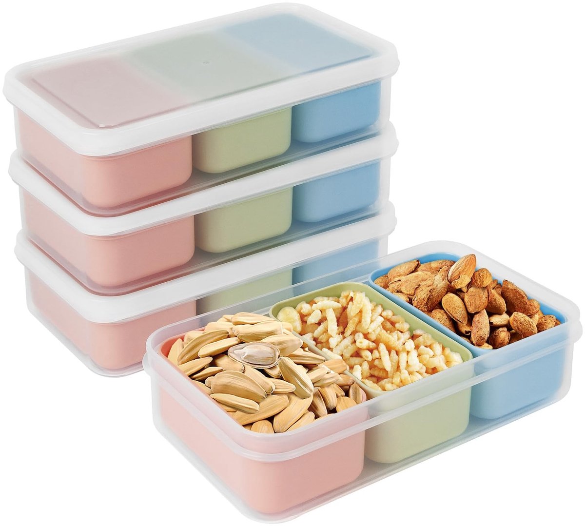 Dailygoods - Dailygoody - Mini Snackbakjes - Herbruikbare Voedselcontainers - Geschikt voor Magnetron en Vaatwasser - Transparant en Kleurrijk - Perfect voor Maalt...