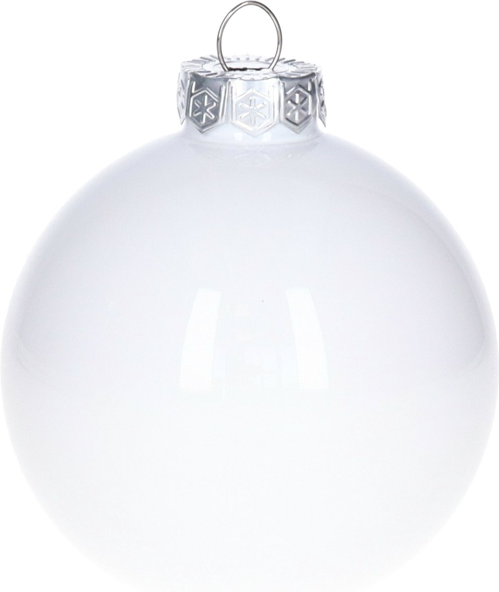 Othmar Decorations kerstballen - 8x stuks - wit - D8 cm - glas - kerstversiering