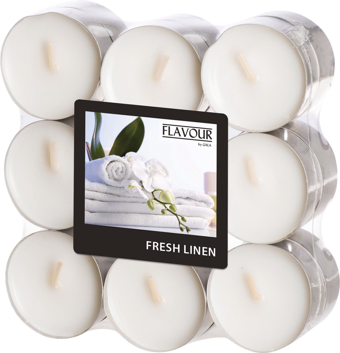 Conpax Candles Geur theelichtjes/waxinelichtjes - 18x - Fresh Linen aroma - 4,5 branduren Wit