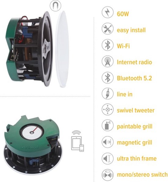 Art sound Smart in Set Inbouwspeaker Single - Zwart (Per stuk) — afbeelding 4