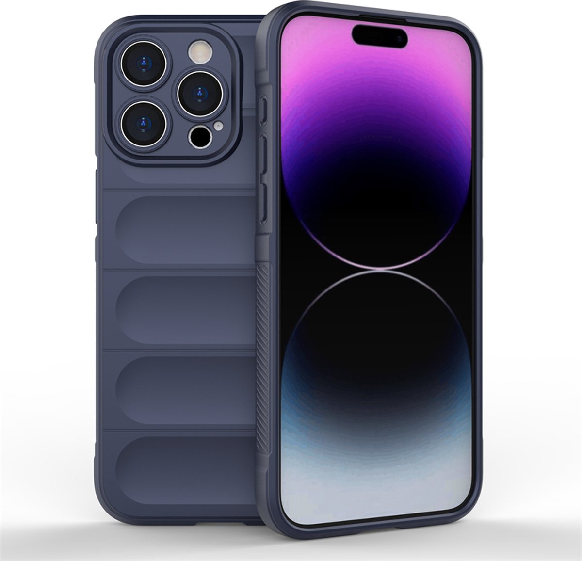 MobyDefend Hoesje - Geschikt voor iPhone 15 Pro Max - TPU Gripcase - Blauw