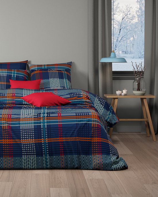 Mistral Home - HOUSSE DE COUETTE - flanelle - 140 x 200 cm + 65 x 65 cm - simple - losanges - multicolore