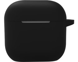Hoesje - Geschikt voor Apple AirPods 4 - met Clip - Siliconen Hoes - Silicone Case Cover - Zwart