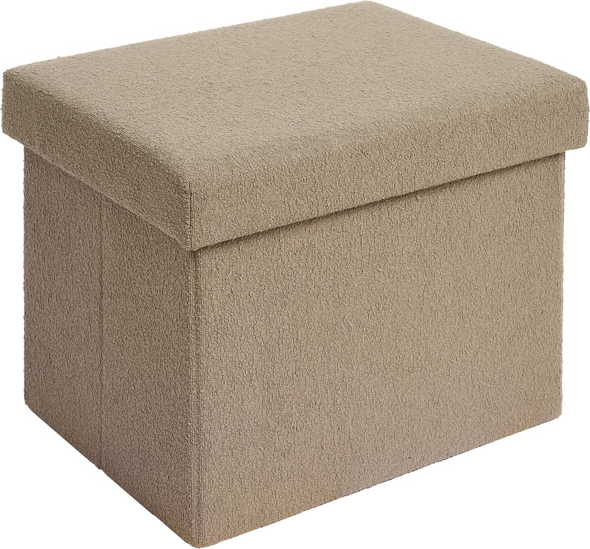 Laleni Bouclé Bankje - met Opbergruimte - Bankje met Opslagruimte - Hocker met Opslag voor Kids - Poef - 41 x 31 cm - Taupe