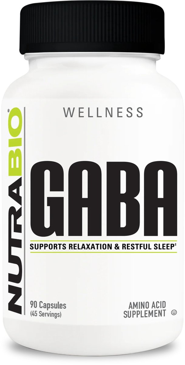 Goedkoopste Nutrabio NutraBio GABA (500 mg) - Meer ontspanning, vermindert angst en verbetert je slaap en rusteloze nachten