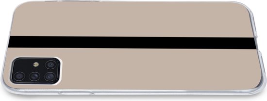 Telefoonhoesje Geschikt voor Samsung Galaxy A52 5G hoesje - Beige - Zwart - Streep - Minimalistisch - Siliconen Telefoonhoesje Telefoonhoesje