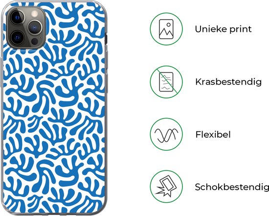 Telefoonhoesje Geschikt voor iPhone 13 Pro Max hoesje - Koraal patroon - Wit - Blauw - Zomer - Siliconen Telefoonhoesje Telefoonhoesje