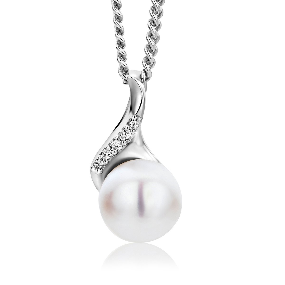 Miore Pure Collier Ketting Dames - Zilver - Met Zoetwaterparels - Kettingen - 45 cm