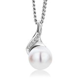 Miore - Collier en Argent Avec Zircon Cubique Et Perle - Femme - Argent (925) - Bijou hypoallergénique - Collier Pendentif Fait Main