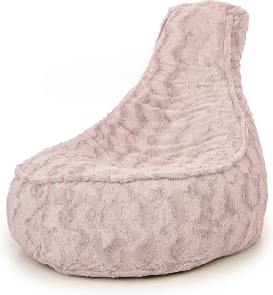Drop & Sit - zitzak/stoel - stijlvolle bontlook (faux) - roze - Noa JR - 100 Liter